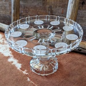 Antique 1892 Silver Dollar Glass Pedestal Cake Stand W Frosted Morgan Dollar
